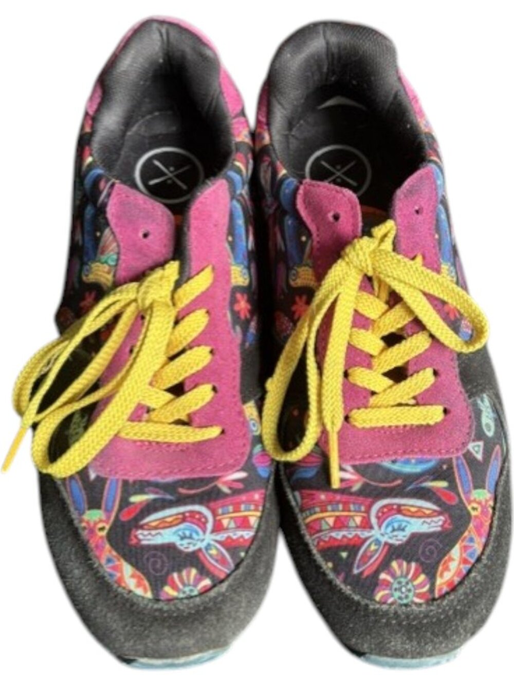Inkkas Zocalo Colorful Leather/Textile Joggers - Pink/Black/Yellow - 9 - Picture 3 of 11